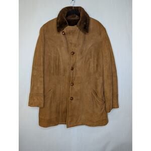 Vintage McGregor Shearling Jacket Mens 44 Brown Faux Fur Lined Winter Coat 70s